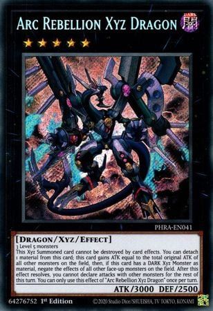 [ UK ] Arc Rebellion Xyz Dragon - PHRA-EN041 - Secret Rare 1st Edition