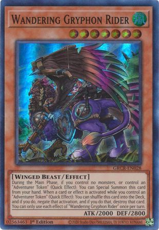 [ US ] Wandering Gryphon Rider - GRCR-EN028 - Super Rare 1st Edition