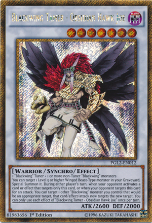 [ US ] Blackwing Tamer - Obsidian Hawk Joe - PGL2-EN012 - Gold Secret Rare 1st Edition