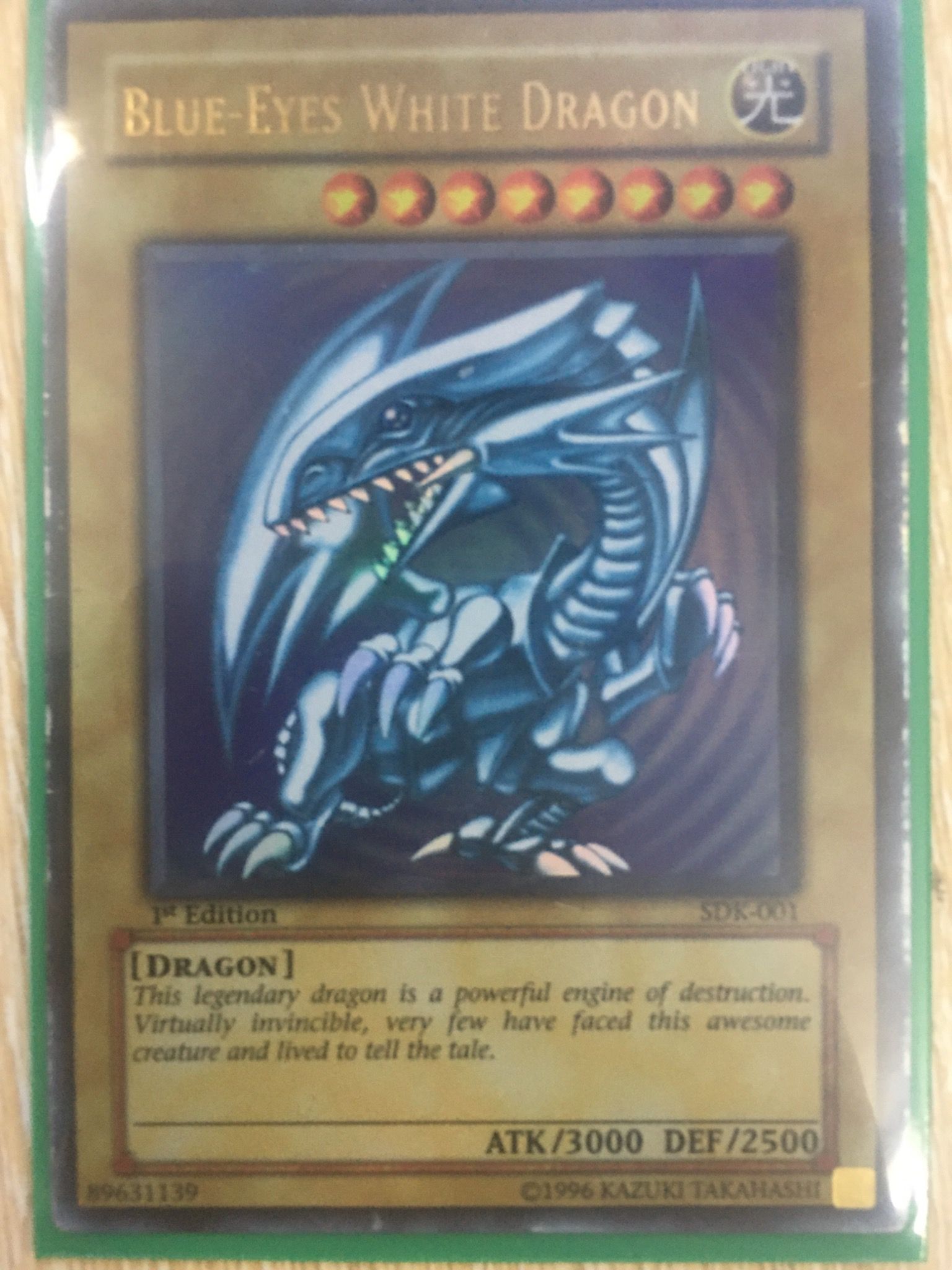 [ US ] Blue-Eyes White Dragon - SDK-001 - Ultra Rare 1st Edition (damage)