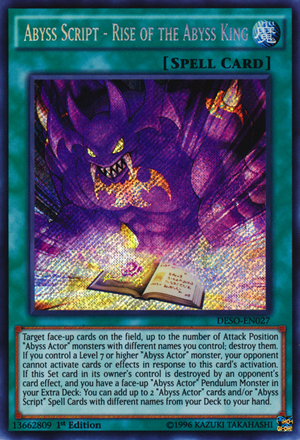 [ UK ] Abyss Script - Rise of the Abyss King - DESO-EN027 - Secret Rare 1st Edition