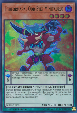 [ US ] Performapal Odd-Eyes Minitaurus - BLLR-EN002 - Ultra Rare 1st Edition