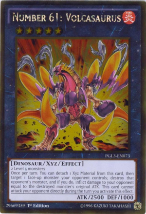 [ US ] Number 61: Volcasaurus - PGL3-EN073 - Gold Rare 1st Edition