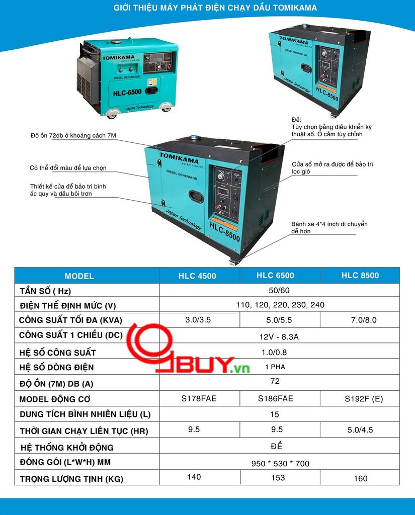 Máy phát điện Tomikama HLC 8500