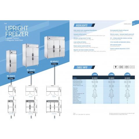 Tủ mát 2 cánh inox BERJAYA BS2DUC/Z