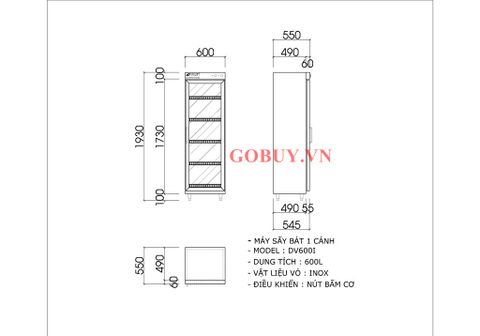 Tủ sấy bát sấy khăn diệt khuẩn 600 lít DV600