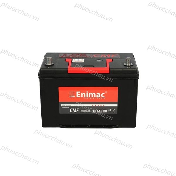 Bình ắc quy Enimac CMF 105D31L/R 12V-90AH mặt trước thấy tay xách đỏ và nắp bình đen