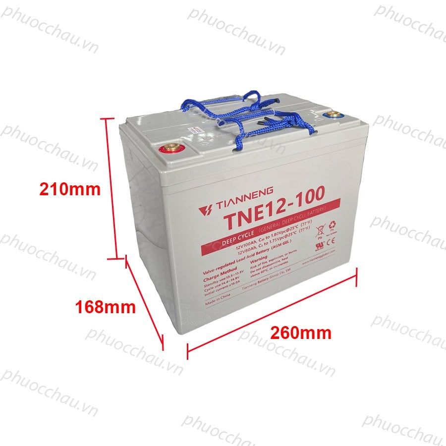 Ắc Quy Thiên Năng Tianneng TNE12-100 (12V - 100Ah),  ắc quy dùng cho xe điện, xe golf, xe chà sàn