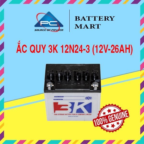 Bình Ắc Quy Dùng Cho Máy Bơm Chữa Cháy 12V-26Ah, Ắc Quy 3K 12N24-3
