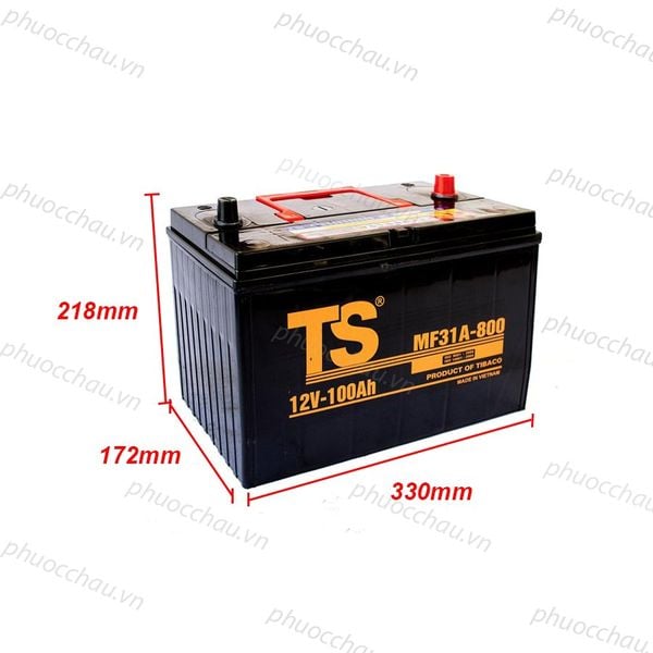 Ắc quy Tia Sáng MF31A-800 12V-100Ah kích thước dài 330mm rộng 172mm cao 218mm