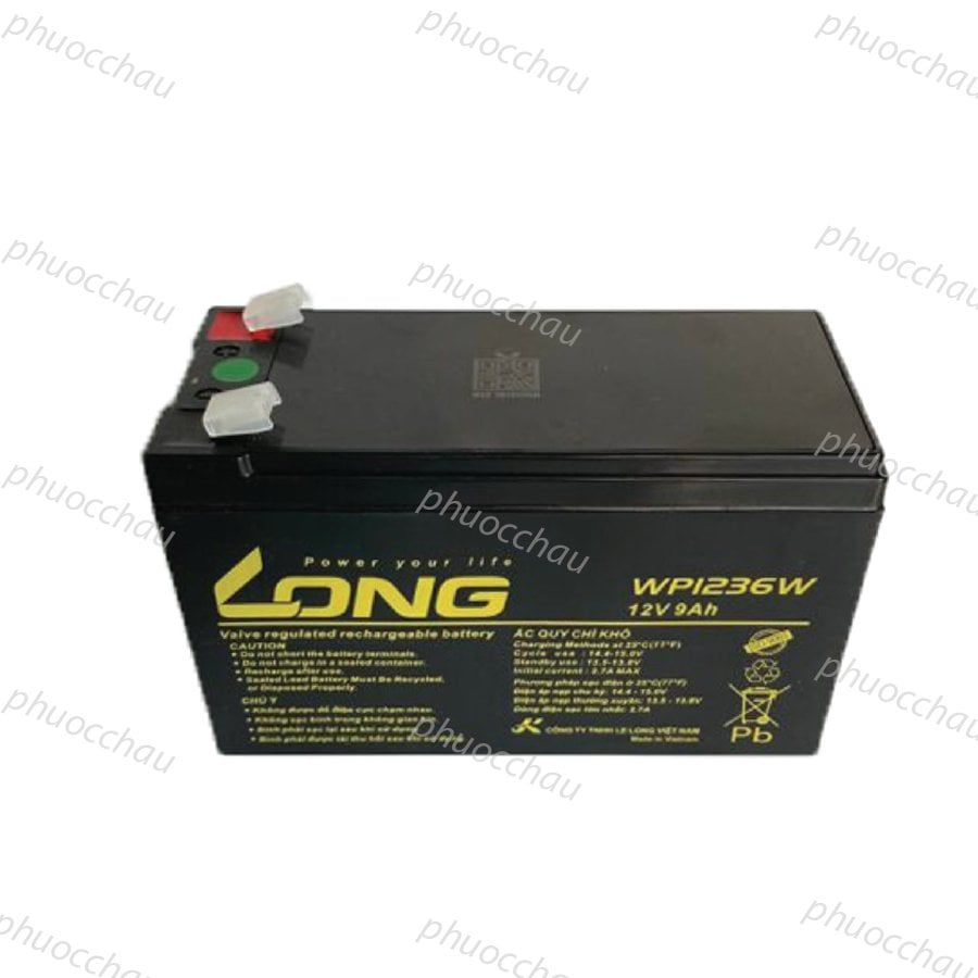 Bình ắc quy khô long 12v-9ah wp1236w dùng cho ups, lưu điện cửa cuốn, lưu điện máy tính, loa kéo
