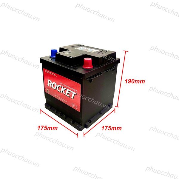 Bình ắc quy ROCKET SMF 54018 12V-40Ah kích thước 175x175x190mm góc nghiêng phải