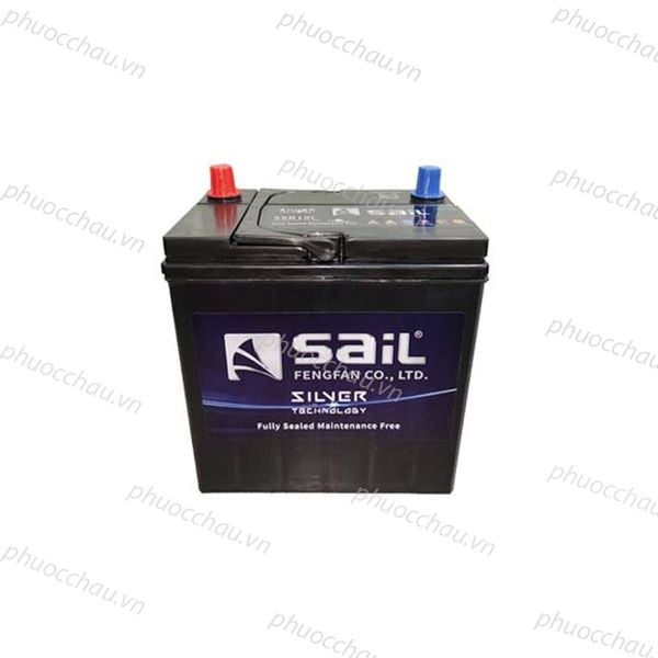 Ắc quy SAiL MF 55B19L 12V 40Ah cho i10 Kia Morning Honda City - cận cảnh 2 cọc bình nắp đỏ xanh