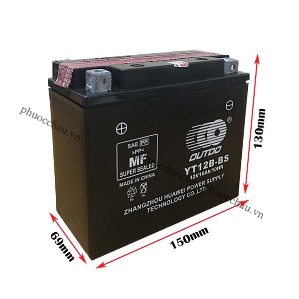 Bình ắc quy xe moto OUTDO YT12B-BS/ YT12B-4(DS) GEL (12V - 10AH)