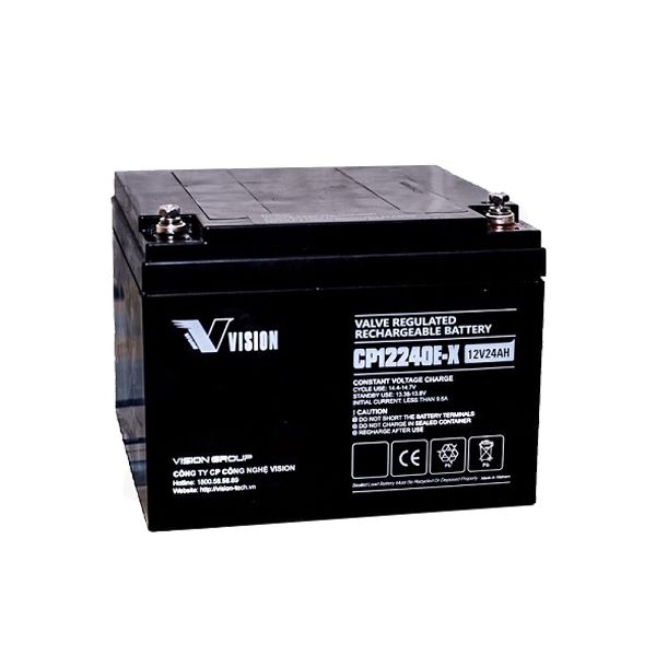 Ắc Quy Lưu Điện VISION CP12240E-X 12V-24AH, Chuyên Dùng Cho Nguồn Dự Phòng (UPS, Inverter, ...)