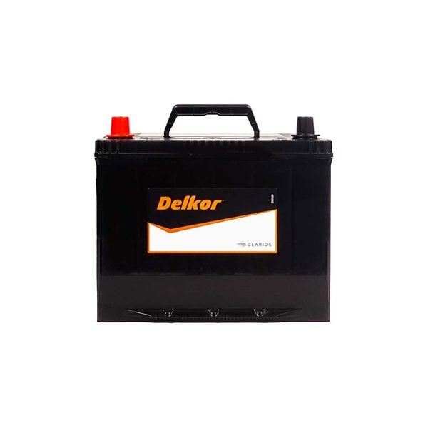 Bình ắc quy Delkor 100D26L 12V 75Ah chụp thẳng mặt tem Delkor Clarios và tay xách