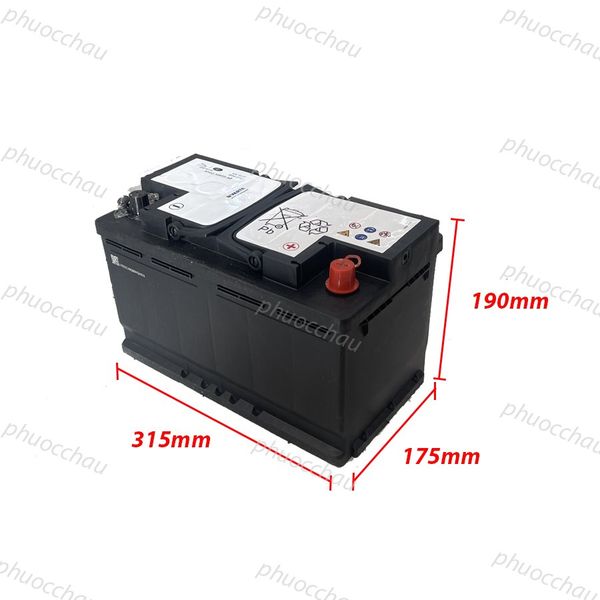 Ắc quy Varta 12V 80Ah 800A AH52-10655-AB kèm số đo kích thước 315mm x 175mm x 190mm