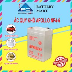 Ắc Quy Apollo NP4-6  6V-4AH, Bình ắc quy khô 6V cho xe điện trẻ em ,đèn khẩn cấp, quạt sạc