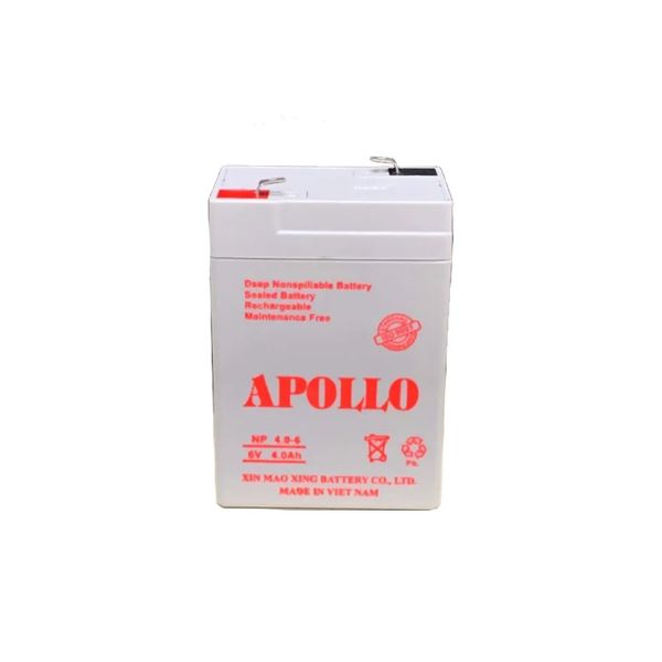 Ắc Quy Apollo NP4-6  6V-4AH, Bình ắc quy khô 6V cho xe điện trẻ em ,đèn khẩn cấp, quạt sạc
