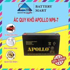 Ắc Quy Apollo NP6-7  6V-7AH, dùng cho xe điện trẻ em ,đèn khẩn cấp, quạt sạc