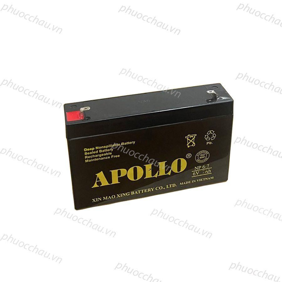 Ắc Quy Apollo NP6-7  6V-7AH, dùng cho xe điện trẻ em ,đèn khẩn cấp, quạt sạc