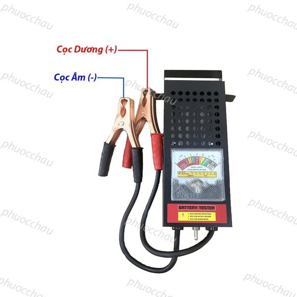Thiết bị kiểm tra bình ắc quy BLT125 xe máy ô tô, kẹp cá sấu đỏ đen phân biệt cọc dương và cọc âm