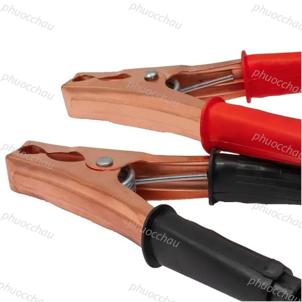 Cận cảnh kẹp cá sấu thiết bị kiểm tra bình ắc quy BLT125 xe máy ô tô, đầu kẹp đỏ đen chắc chắn