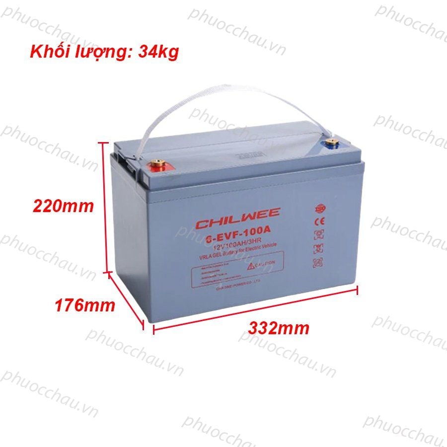 Ắc Quy Chilwee 12V100AH,  ắc quy dùng cho xe điện, xe golf, xe chà sàn