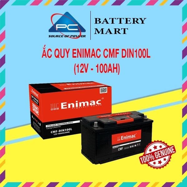 Ắc quy Enimac CMF DIN100L 12V-100AH ảnh quảng cáo sản phẩm kèm vỏ hộp và tem 100% Genuine