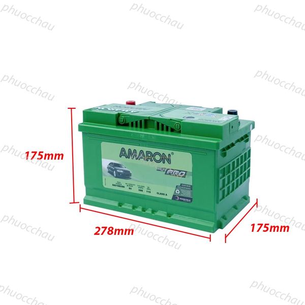 Bình ắc quy Amaron Pro DIN65 12V 65AH kích thước dài 278mm rộng 175mm cao 175mm