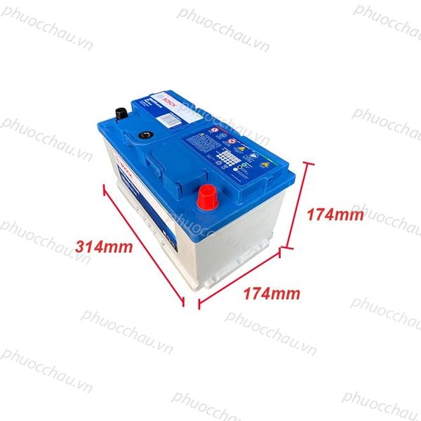 Ắc quy Bosch DIN 580.073 12V-80Ah kích thước dài 314mm rộng 174mm cao 174mm