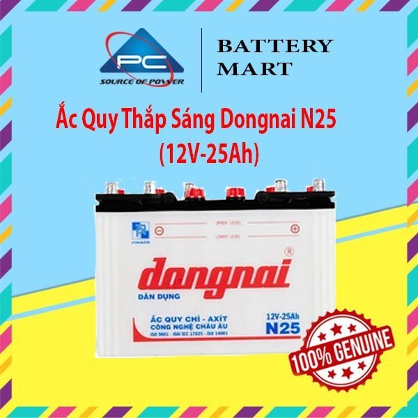 Ắc quy Đồng Nai N25 12V-25Ah ảnh quảng cáo sản phẩm nổi bật tem 100% Genuine