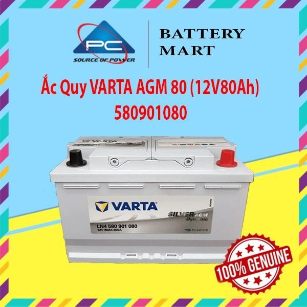 Ắc Quy VARTA AGM 80Ah LN4 580901080 - 12V, MF, 314x177x188mm