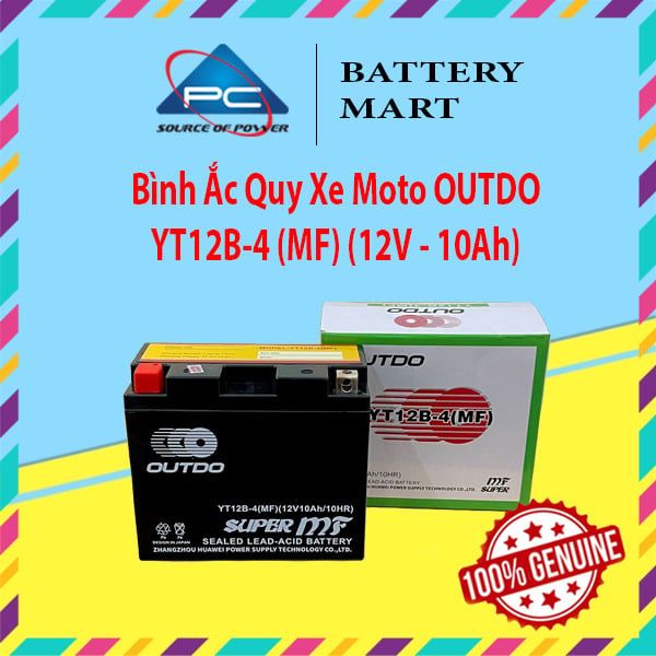 Bình ắc quy xe moto OUTDO YT12B-4 (MF) (12V - 10AH)