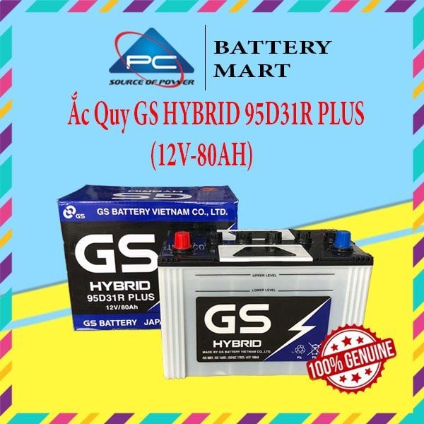 Ắc Quy GS HYBRID 95D31R PLUS (12V-80AH)