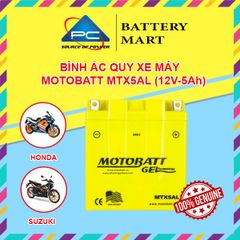 Ắc quy xe máy MOTOBATT MTX5AL 12V - 5AH, dùng cho xe Dream, Wave Alpha, Exciter, Mio, Sirius