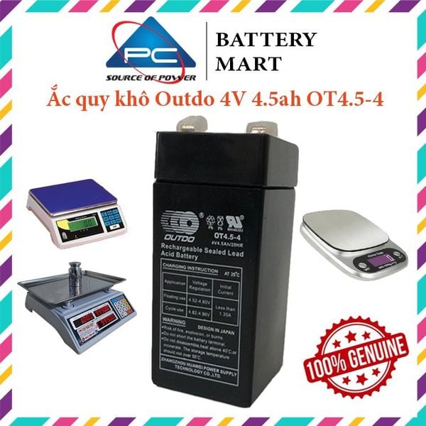 Ắc quy OUTDO OT4.5-4 4V 4.5AH chính diện kèm ứng dụng cân điện tử và tem 100% Genuine