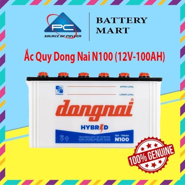 Ắc quy Đồng Nai N100 12V-100AH ảnh quảng cáo sản phẩm chính diện