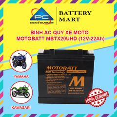 Ắc quy xe moto phân khối lớn MOTOBATT MBTX20UHD 12V - 22AH, thương hiệu Mỹ, dùng cho xe HARLEY-DAVIDSON