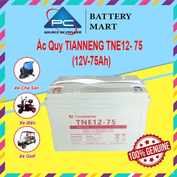 Ắc quy Thiên Năng Tianneng TNE12-75 12V 75Ah ảnh quảng cáo sản phẩm ứng dụng xe chà sàn xe điện xe golf