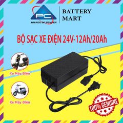 Sạc Xe Điện 24V/12A-20A, Có Đền Báo Sạc, Tự Ngắt, Chân Đặc