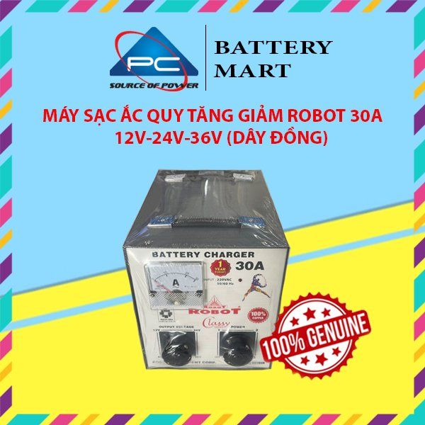 Máy sạc ắc quy robot tăng giảm 30A (12V-24V-36V, Dây Nhôm & Đồng)