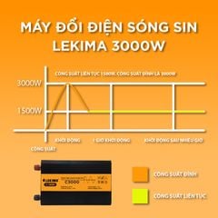 Bộ Đổi Điện LEKIMA Sóng Sin Chuẩn, Kích Điện 12V Lên 220V Chuẩn Như Điện Lưới, bộ chuyển đổi 12v sang 220v công suất 1000W 2000W 3000W