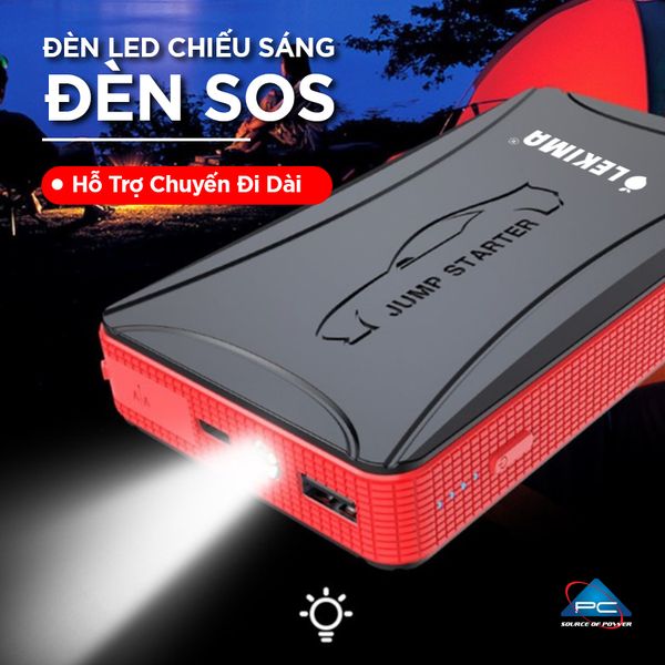 Kích bình ô tô LEKIMA LJS300 đèn LED chiếu sáng đèn SOS hỗ trợ chuyến đi dài