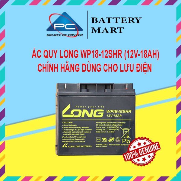 Ắc Quy LONG WP18-12SHR 12V 18AH dùng lưu điện cho tủ báo cháy, cân điện tử, ups, loa kéo...