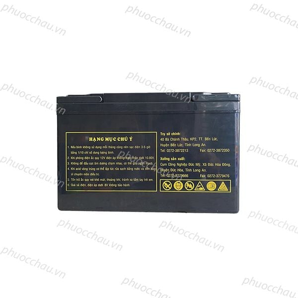 Bình ắc quy LONG WPM31-105 12V 105Ah mặt sau vỏ đen in tem vàng hướng dẫn sử dụng và cảnh báo an toàn