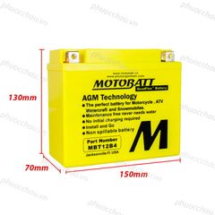 Ắc quy xe moto phân khối lớn MOTOBATT MBT12B4 12V - 11AH, thương hiệu của Mỹ, dùng cho xe  DUCATI, KAWASAKI, YAMAHA, TRIUMPH