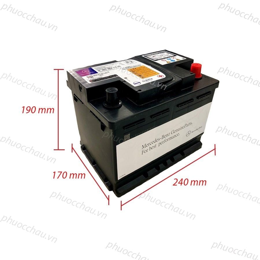 Bình Ắc Quy Xe Mercedes A0019827908  AGM 12V-60Ah