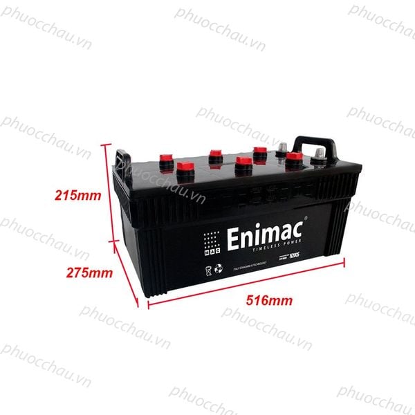 Bình ắc quy Enimac N200S 12V-180Ah bản vẽ kích thước dài 516mm rộng 275mm cao 215mm