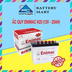 Bình Ắc Quy Xe Tải, Xe Ô Tô 12V-25Ah, Ắc Quy ENIMAC N25-2 Cọc
